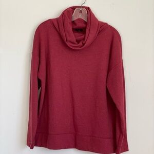 Talbots Cozy Red Cowl Neck Sweatshirt Size Large Petite